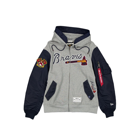 Alpha Industries x Atlanta Braves Gray MA-1 Full Zip Fleece Jacket