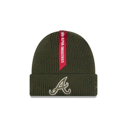 Alpha Industries x Atlanta Braves Olive Green Cuff Knit Hat