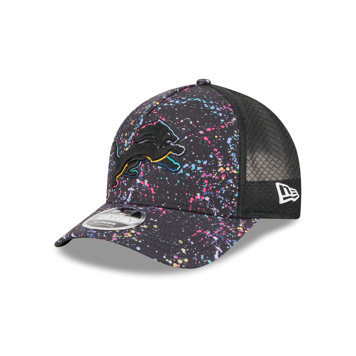 Detroit Lions 2025 Crucial Catch 9FORTY M-Crown A-Frame Trucker Hat