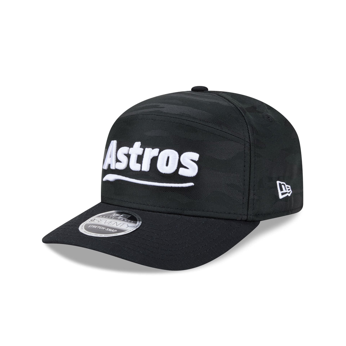 Houston Astros Black Camo Split Panel 9SEVENTY Stretch-Snap Hat